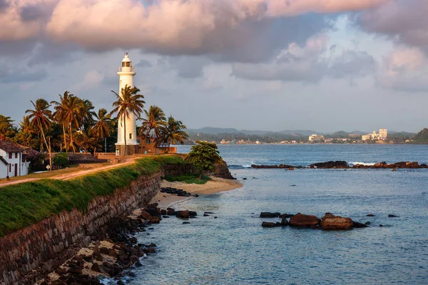 Faro Fort Galle Puesta Del Sol Increíble Sri Lanka — Foto de Stock