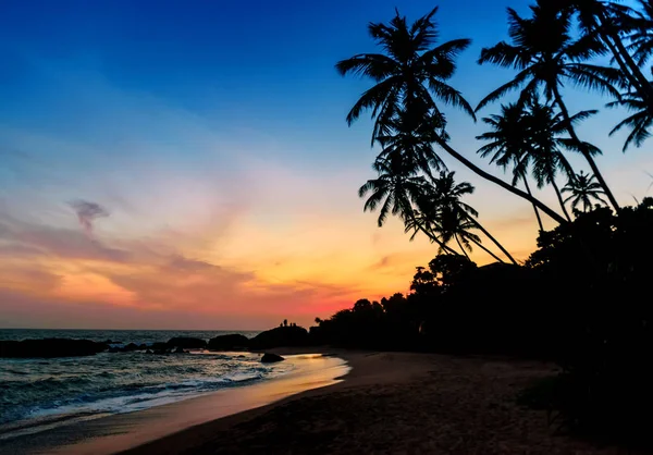 Prachtige Zonsondergang Het Strand Van Sri Lanka Tropisch — Stockfoto