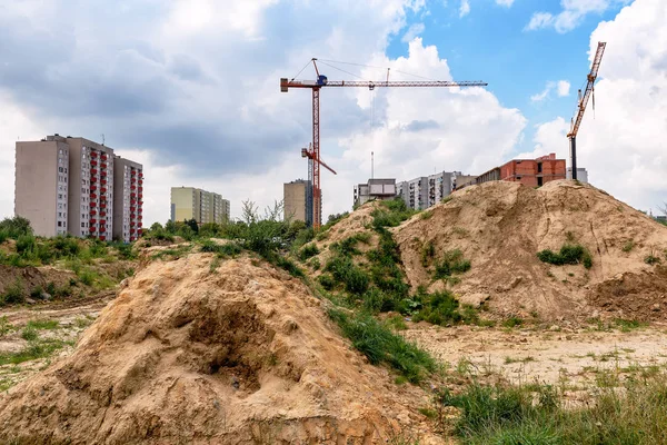 Bouwplaats Werkkranen — Stockfoto