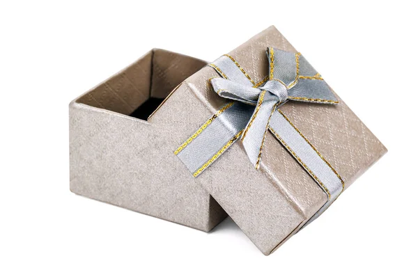 Caja Regalo Plata Abierta Aislada Blanco — Foto de Stock