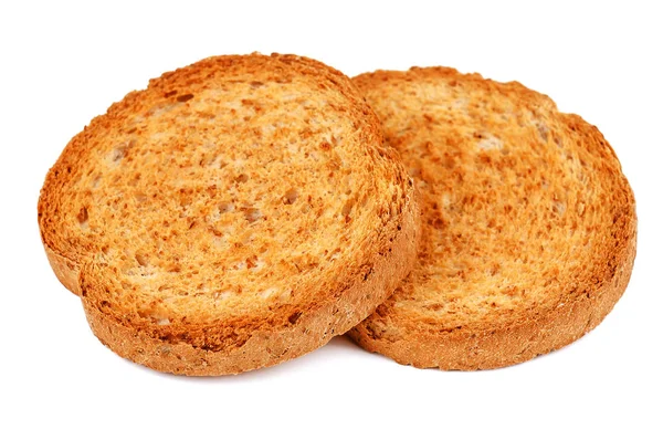 Roggebrood Ronde Toast Crackers Geïsoleerd Wit — Stockfoto