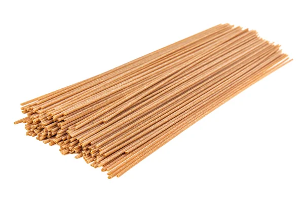 Vollkorn Weizen Pasta Spaghetti Isoliert Auf Weiß — Stockfoto