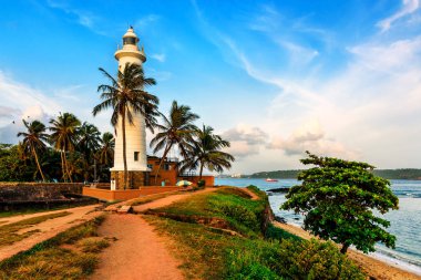 Fort Galle 'de beyaz deniz feneri