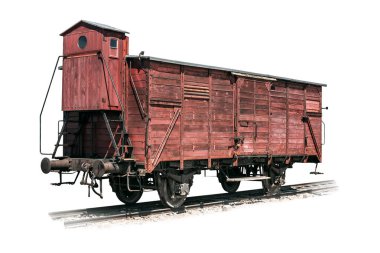 Beyaz üzerinde retro ahşap vagon