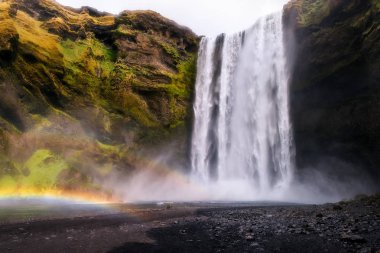 İzlanda 'da skogafoss şelalesi