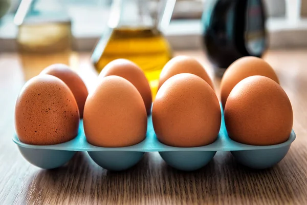 Ten Chicken Eggs Tray — Stock Photo, Image