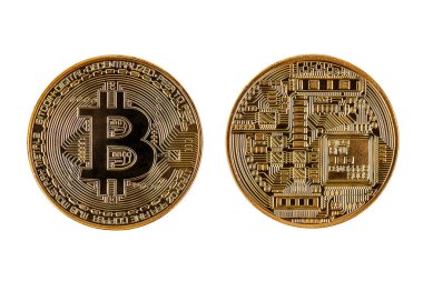 Beyaz üzerinde izole edilmiş bitcoin