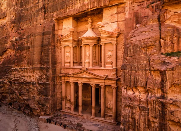 Entré Till Khaznes Skattkammare Den Antika Staden Petra Jordanien — Stockfoto