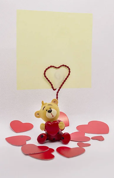 Valentine Day Decor Bear Heart Background Paper Holder Royalty Free Stock Images