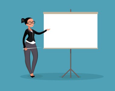 Boş tahtası olan iş kadını.