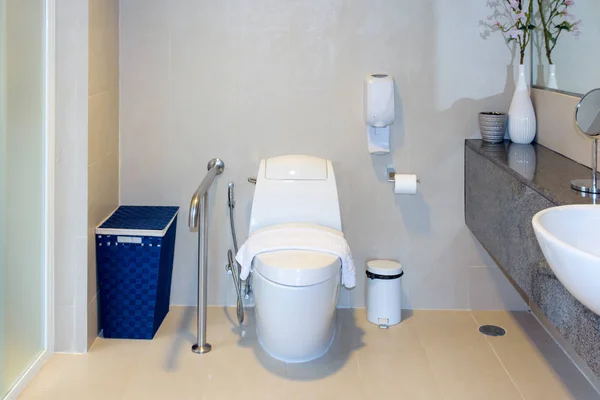 Modern white plain clean toilet bathroom, White toilet bowl in a bathroom