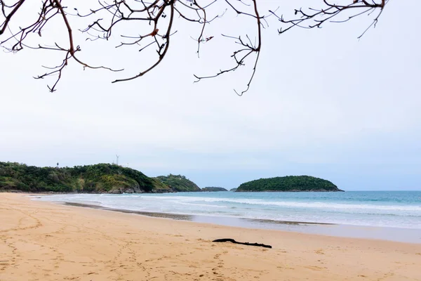 Sahilde güzel dalgalar, berrak sular, tatilde Andrea Denizi 'ndeki beyaz kumlar Phuket Tayland.