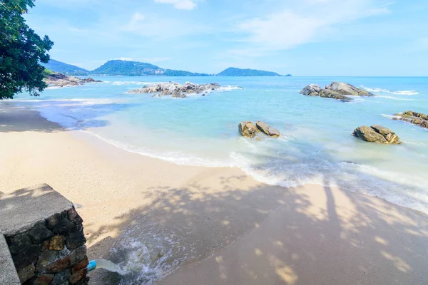 Bella Onda Sulla Spiaggia Acqua Limpida Sabbia Bianca Nel Vostro — Foto Stock