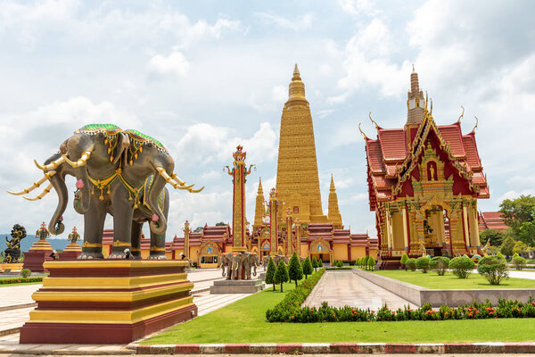 Pagoda in Wat Mahathat Wachira Mongkhon, Krabi Thailand.