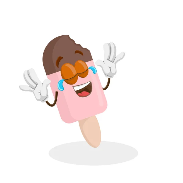 Helado Sándwich Mascota Fondo Pose Feliz Con Estilo Diseño Plano — Archivo Imágenes Vectoriales