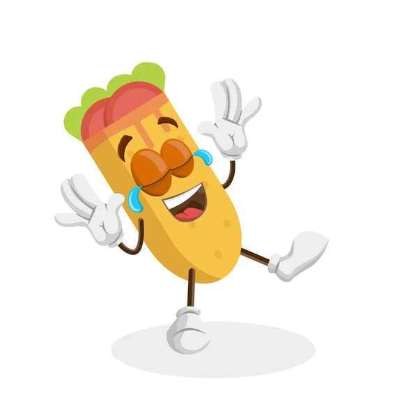 Kebab Mascotte Achtergrond Happy Poseren Met Platte Designstijl Voor Logo Stockvector