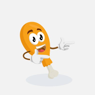 Fried Chicken maskotu ve arka plan Hi logo veya maskotu marka düz tasarım stili ile poz