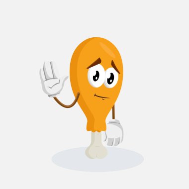 Fried Chicken maskotu ve arka plan elveda poz logo veya maskotu marka düz tasarım stili ile