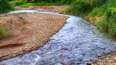 Kırsal kesimdeki berrak su akıntıları.