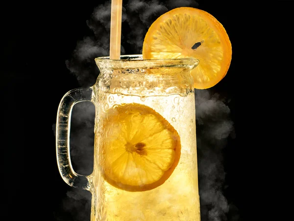 Honey Lemon Black Background Ice Cube — Stock Photo, Image