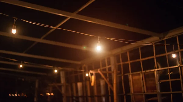 Die Lampe Restaurant Nachts Die Atmosphäre Ist Gut — Stockfoto