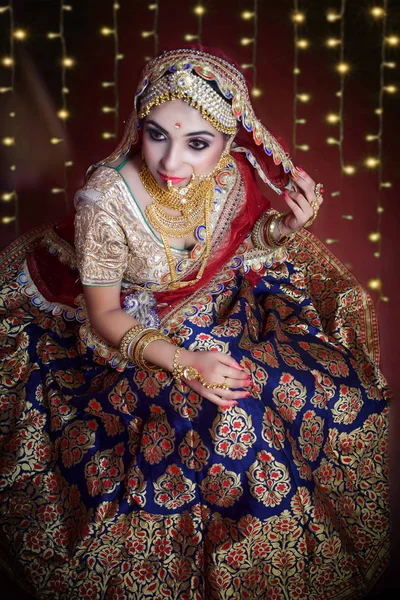 Portrait of attractive indian Hindu bride Stock Image