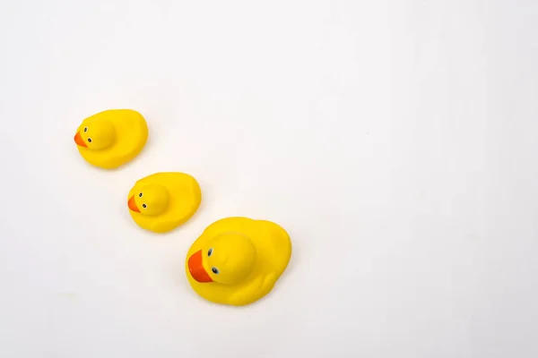 Sarı plastik ördek beyaz arkaplanda izole
