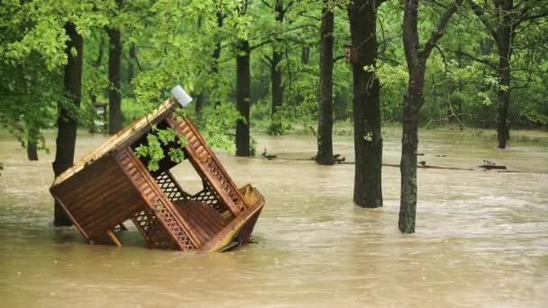 Desastre Natural Agua Sucia Después Fuertes Lluvias Cataclismo Inundaciones — Vídeos de Stock