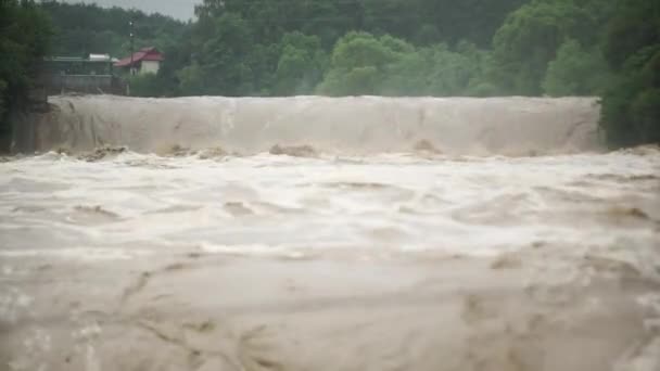 Desastre Natural Agua Sucia Después Fuertes Lluvias Cataclismo Inundaciones — Vídeos de Stock