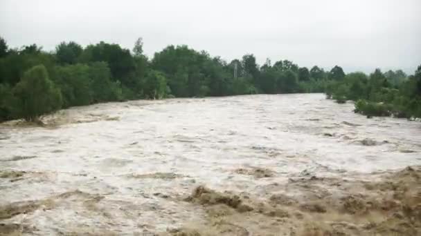 Naturkatastrof Smutsigt Vatten Efter Kraftigt Regn Katastrof Översvämningar — Stockvideo