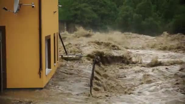 Katastrofa Naturalna Brudna Woda Ulewie Kataklizm Powódź — Wideo stockowe