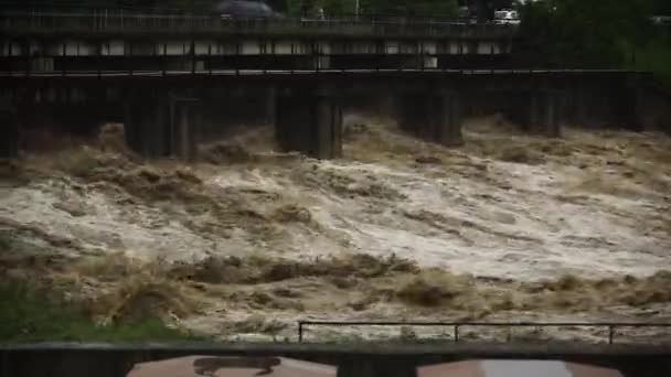 Природні Катастрофи Брудна Вода Після Сильного Дощу Катаклізм Повені — стокове відео