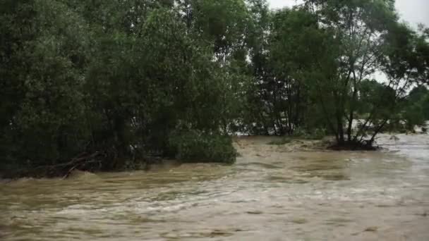 Doğal Afet Kirli Şiddetli Yağmurdan Sonra Felaket Sel Baskını — Stok video