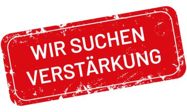 vektör retro Damga Wir suchen Verstrkung