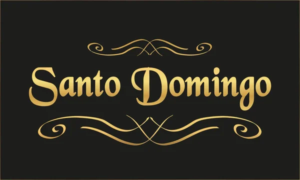 Etiqueta Vectorial Oro Negro Santo Domingo — Vector de stock