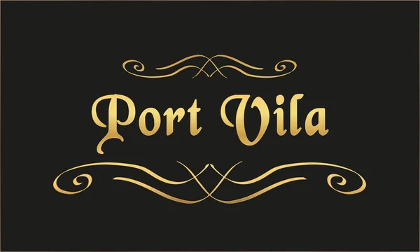 Vektorcímke Arany Fekete Port Vila — Stock Vector