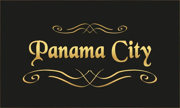 Vetor Etiqueta Ouro Preto Cidade Panamá —  Vetores de Stock