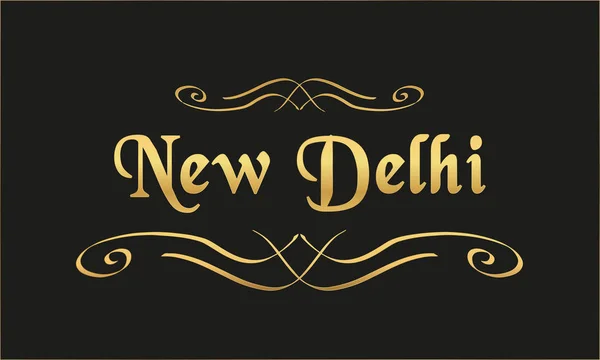 Vector Label Goud Zwart New Delhi — Stockvector