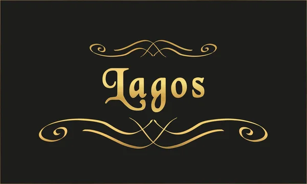 Vektor Label Emas Lagos Hitam - Stok Vektor