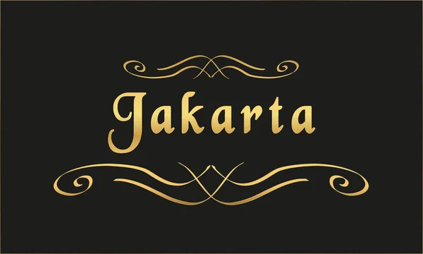Vektor Label Emas Jakarta Hitam - Stok Vektor