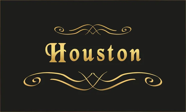 Etiqueta Vectorial Oro Negro Houston — Archivo Imágenes Vectoriales