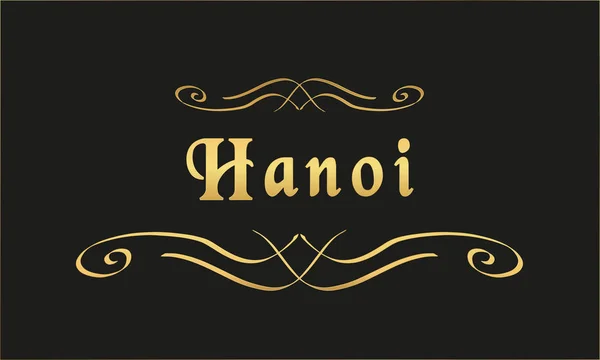 Vector Label Goud Zwart Hanoi — Stockvector