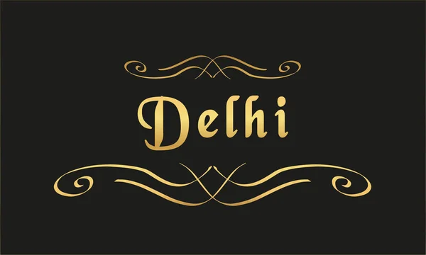 Vector Label Goud Zwart Delhi — Stockvector