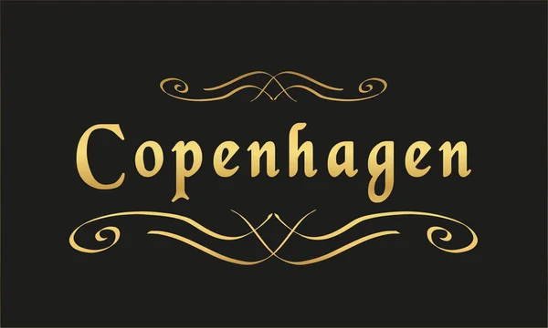Διανυσματική Ετικέτα Χρυσό Μαύρο Κοπεγχάγη — Διανυσματικό Αρχείο