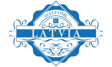 vektör Etiket Ülke Letonya