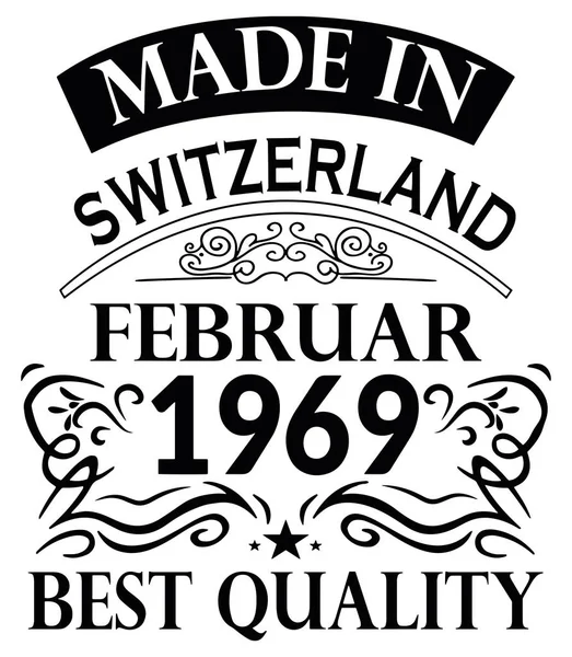 スイス製シャツデザイン 1969年2月 — ストックベクタ