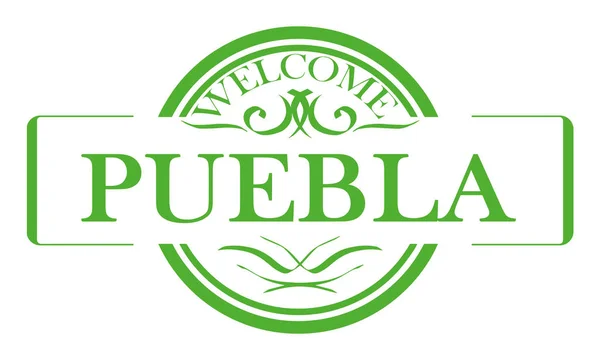 Vettore Label City Puebla — Vettoriale Stock