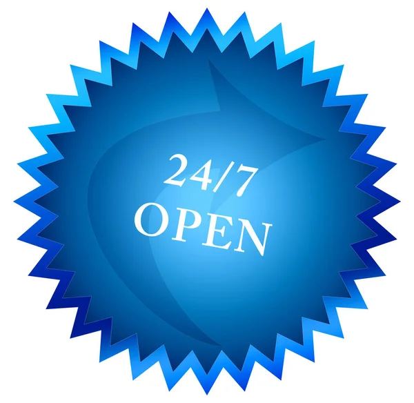 24/7 open web Sticker Button — Stock Photo, Image