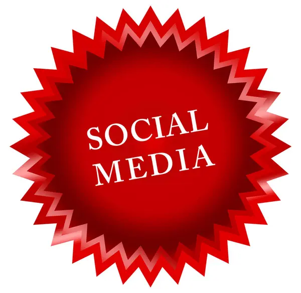 Botão de adesivo web de mídia social — Fotografia de Stock