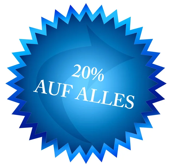 20% auf Alles przycisk naklejki internetowej — Zdjęcie stockowe